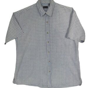 Vintage Ivory Touch Shirt Mens XXL blue plaid short sleeve pocket cotton